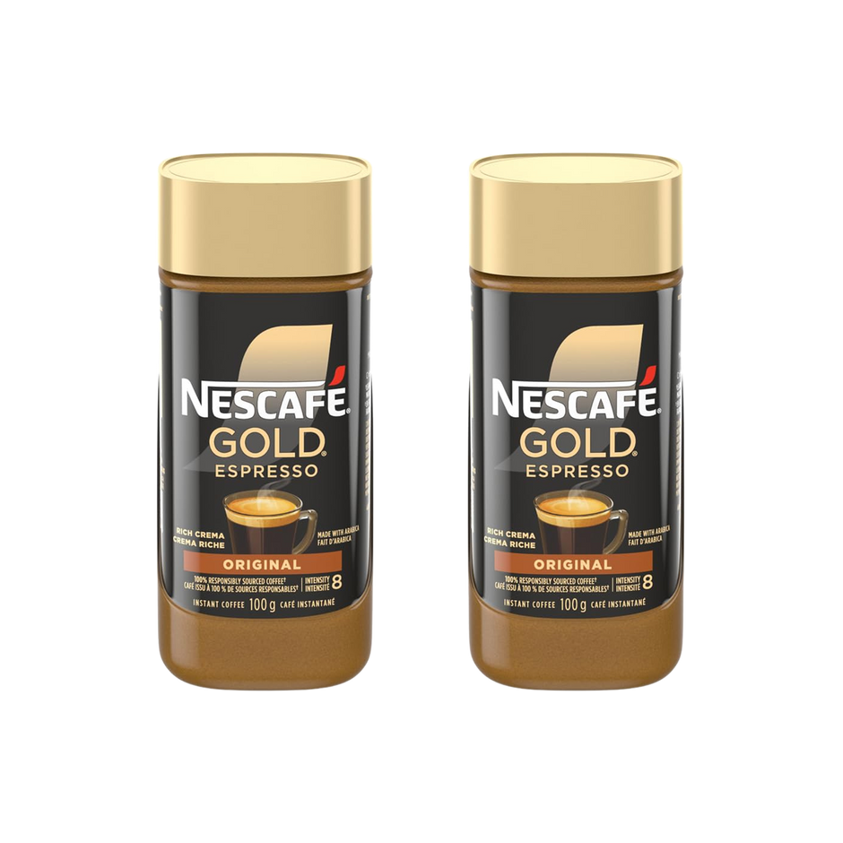 NESCAFE Gold Espresso Instant Coffee, 100g/3.5oz, Jar (2 Pack), {Imported from Canada}