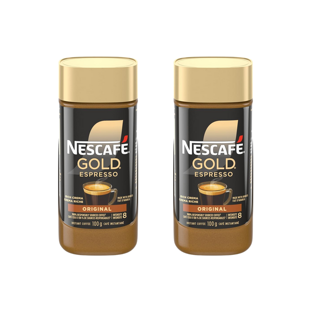 NESCAFE Gold Espresso Instant Coffee, 100g/3.5oz, Jar (2 Pack), {Imported from Canada}