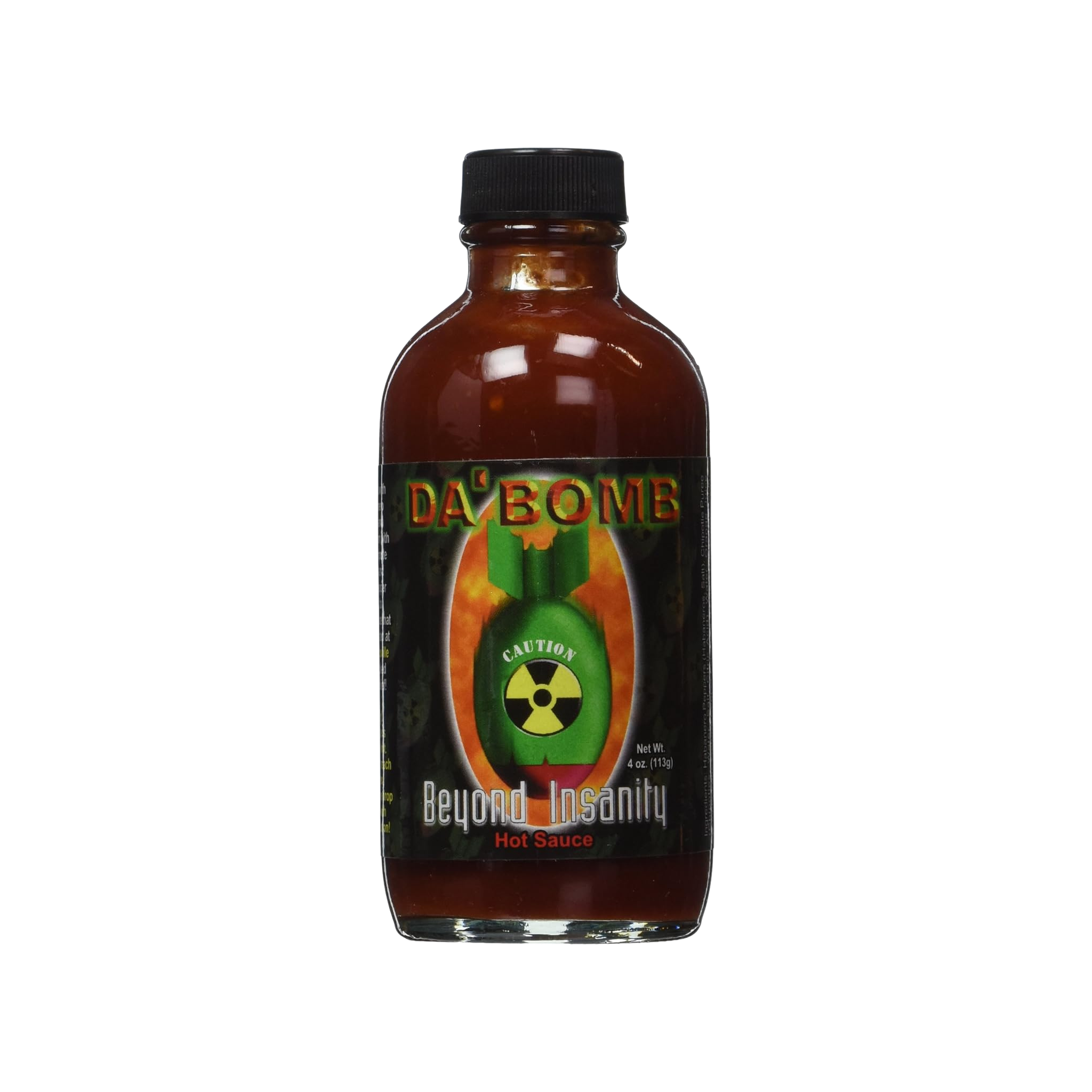 DA'BOMB Beyond Insanity Hot Sauce, 4oz Bottle, Made with Habanero and Chipotle Peppers, Original Hot Sauce, Gluten Free, Keto, Sugar Free, Made in USA