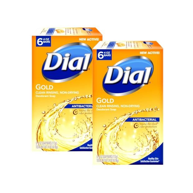 Dial Antibacterial Soap Bar, Gold, 6 Count (Pack of 2)