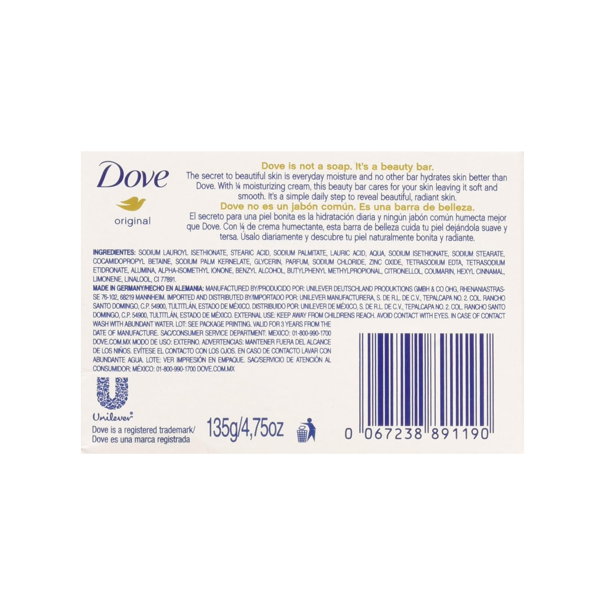 Dove White Cream Bar 4.75 Oz / 135 Gr (Pack of 12)
