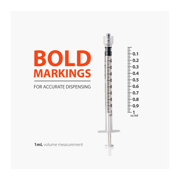 EasyTouch Luer-Lock Syringe Barrel, 1ML Syringe, Pack of 100