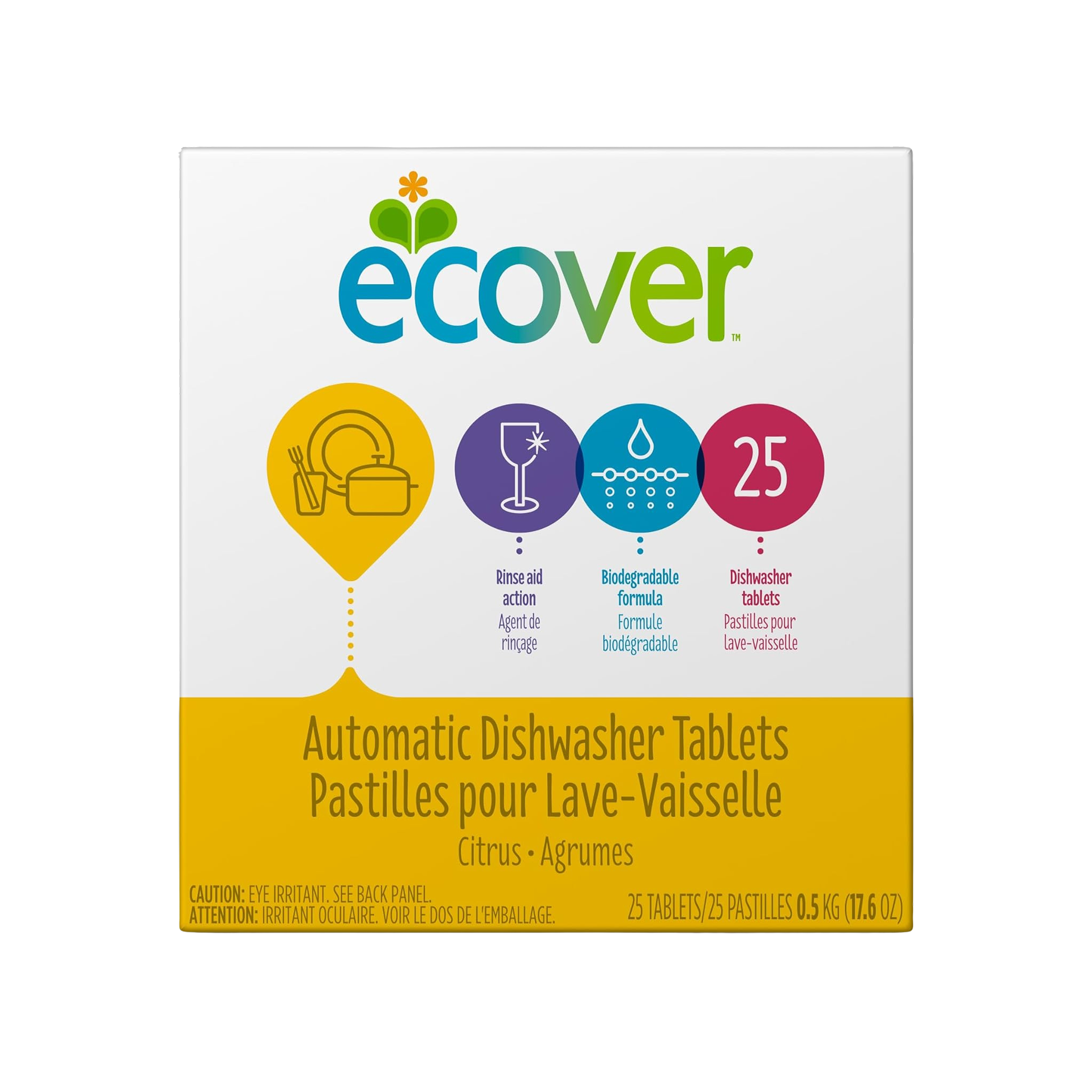 Ecover Automatic Dishwasher Soap Tablets, Citrus, 25 Count