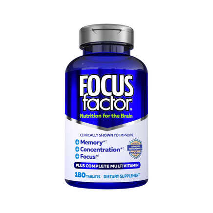 Focus Factor Brain Supplement Multivitamin Improve Memory and Clarity Boost Concentration Neuro Energy Learning Reasoning for Men and Women 180 Tablets