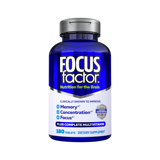 Focus Factor Brain Supplement Multivitamin Improve Memory and Clarity Boost Concentration Neuro Energy Learning Reasoning for Men and Women 180 Tablets