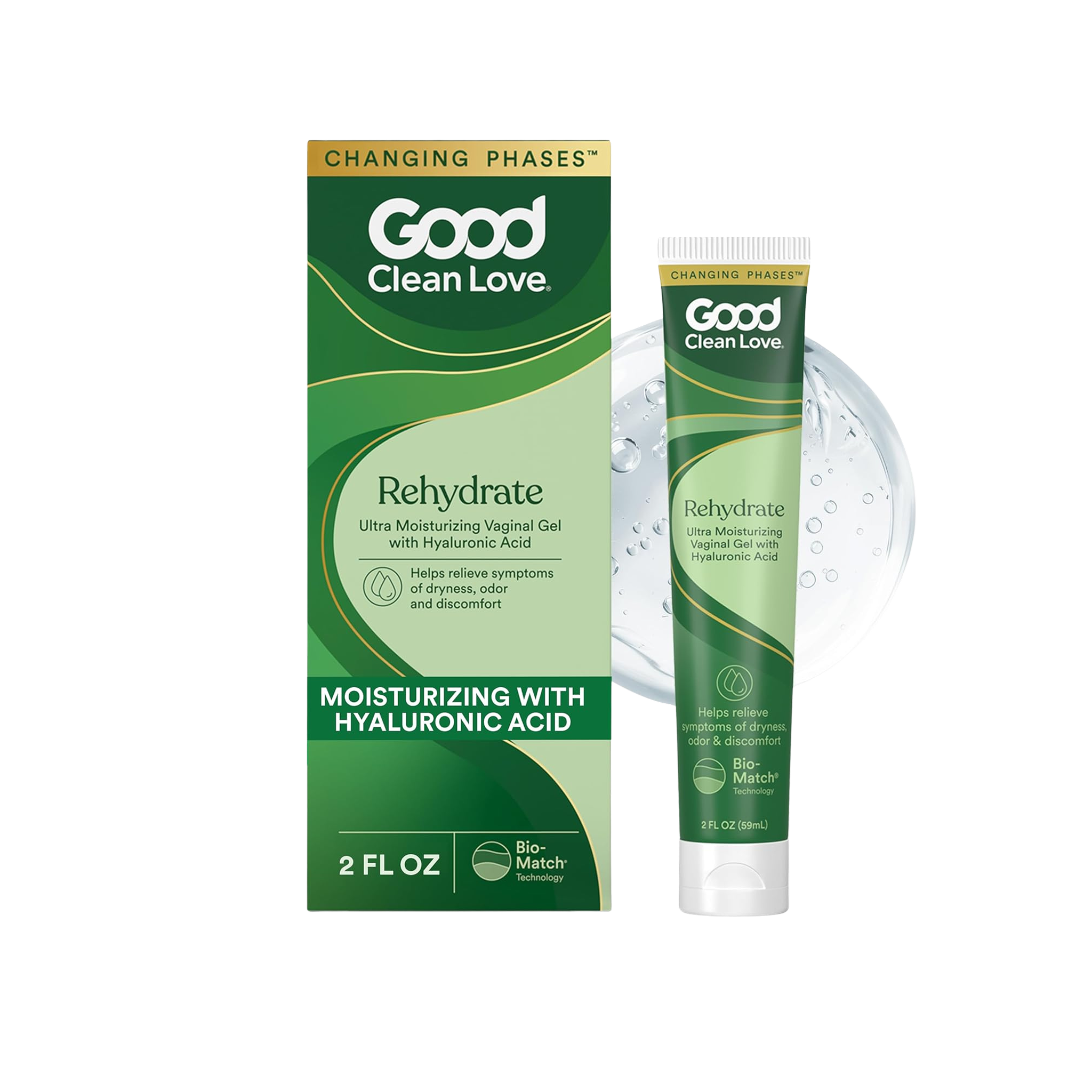 Good Clean Love BioNourish Ultra Moisturizing Vaginal Gel with Hyaluronic Acid, pH-Balanced & Water-Based, Long Lasting Relief from Dryness & Discomfort for Women, 2 Oz