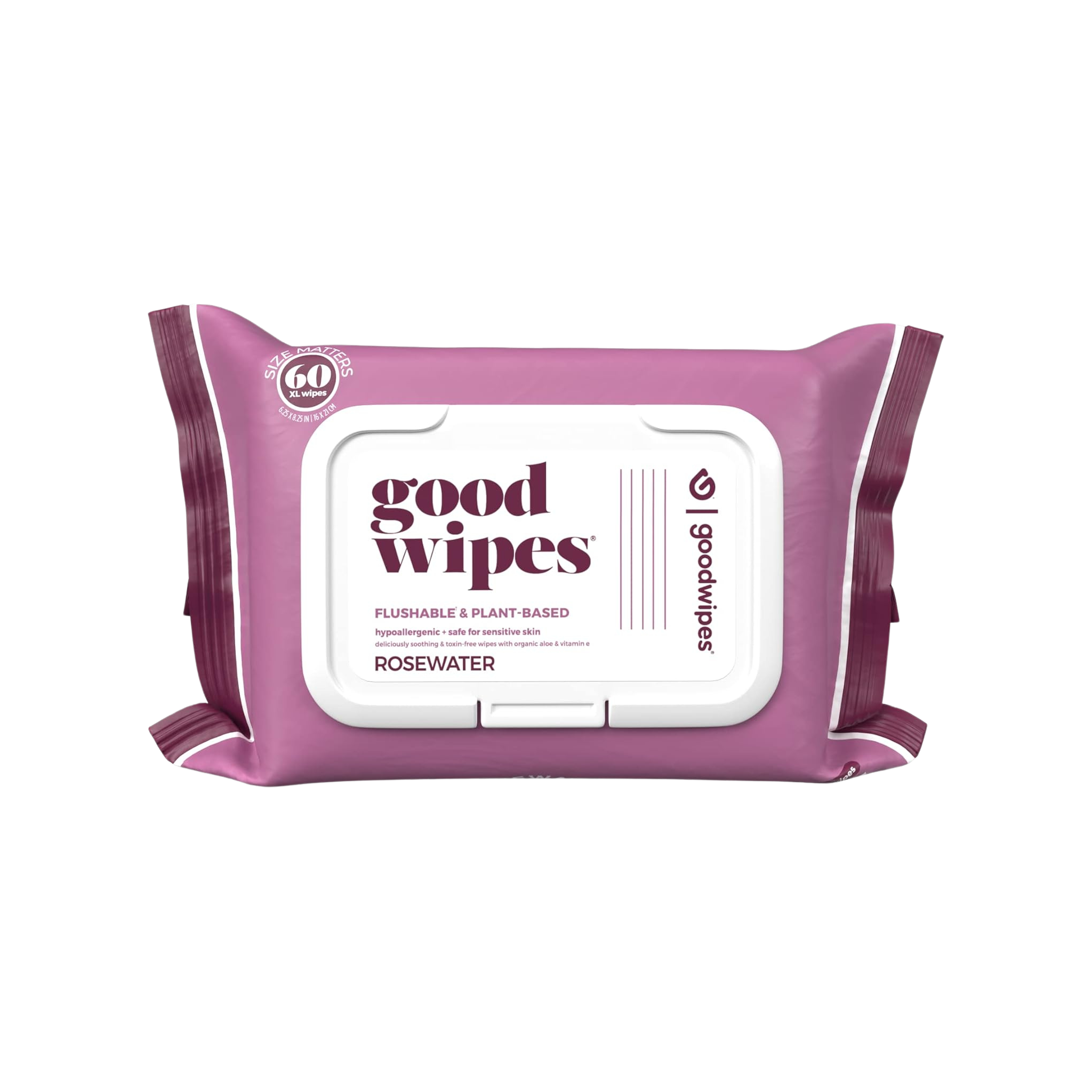Goodwipes Down There Feminine Flushable Wet Wipes for Women, Rosewater Scent, 60 ct