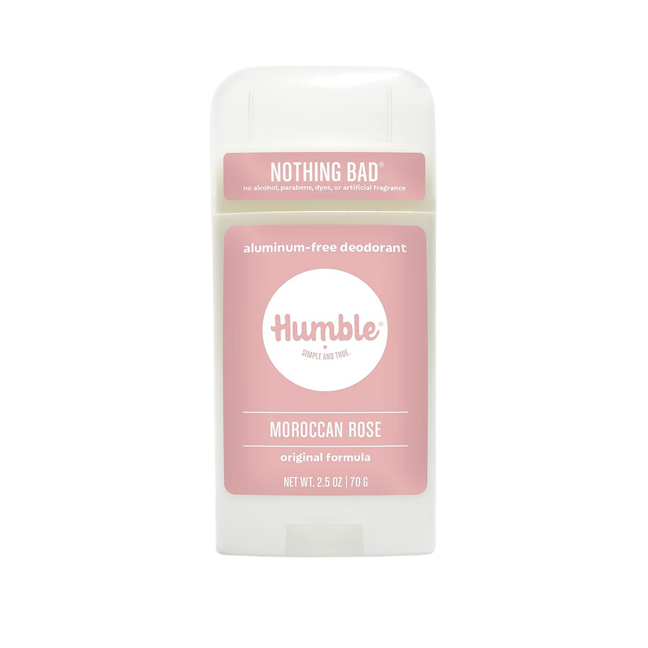 HUMBLE BRANDS Original Formula Aluminum-free Deodorant. Long Lasting Odor Control with Baking Soda and Essential Oils, Moroccan Rose, Pack of 1