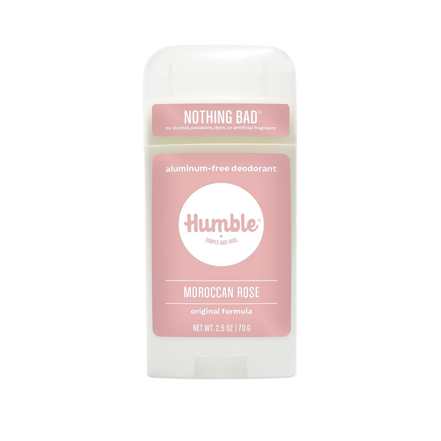 HUMBLE BRANDS Original Formula Aluminum-free Deodorant. Long Lasting Odor Control with Baking Soda and Essential Oils, Moroccan Rose, Pack of 1