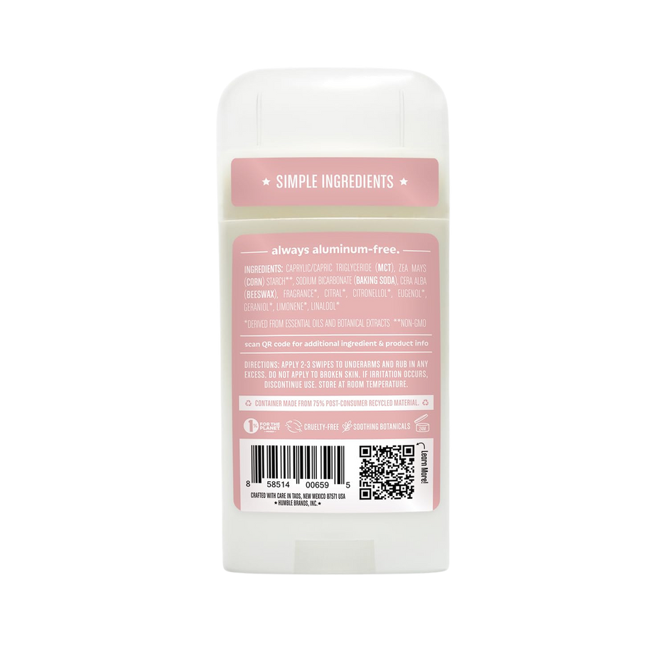HUMBLE BRANDS Original Formula Aluminum-free Deodorant. Long Lasting Odor Control with Baking Soda and Essential Oils, Moroccan Rose, Pack of 1