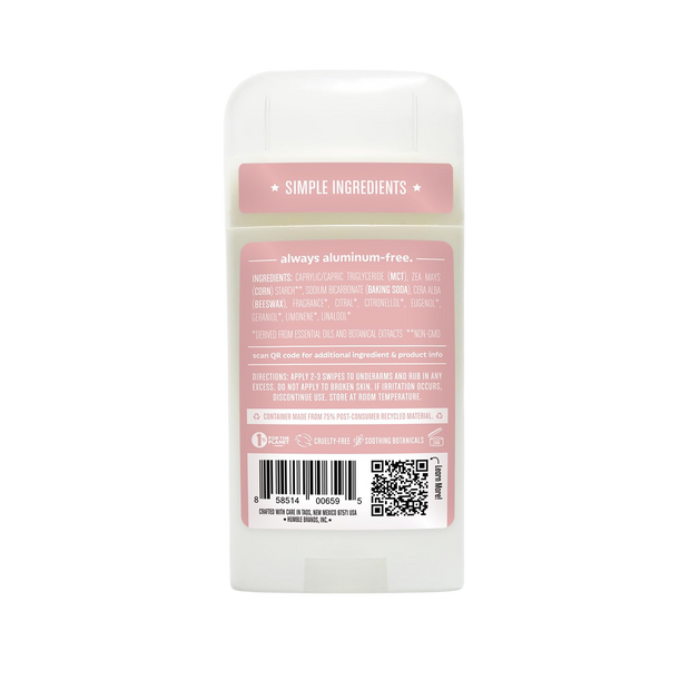 HUMBLE BRANDS Original Formula Aluminum-free Deodorant. Long Lasting Odor Control with Baking Soda and Essential Oils, Moroccan Rose, Pack of 1