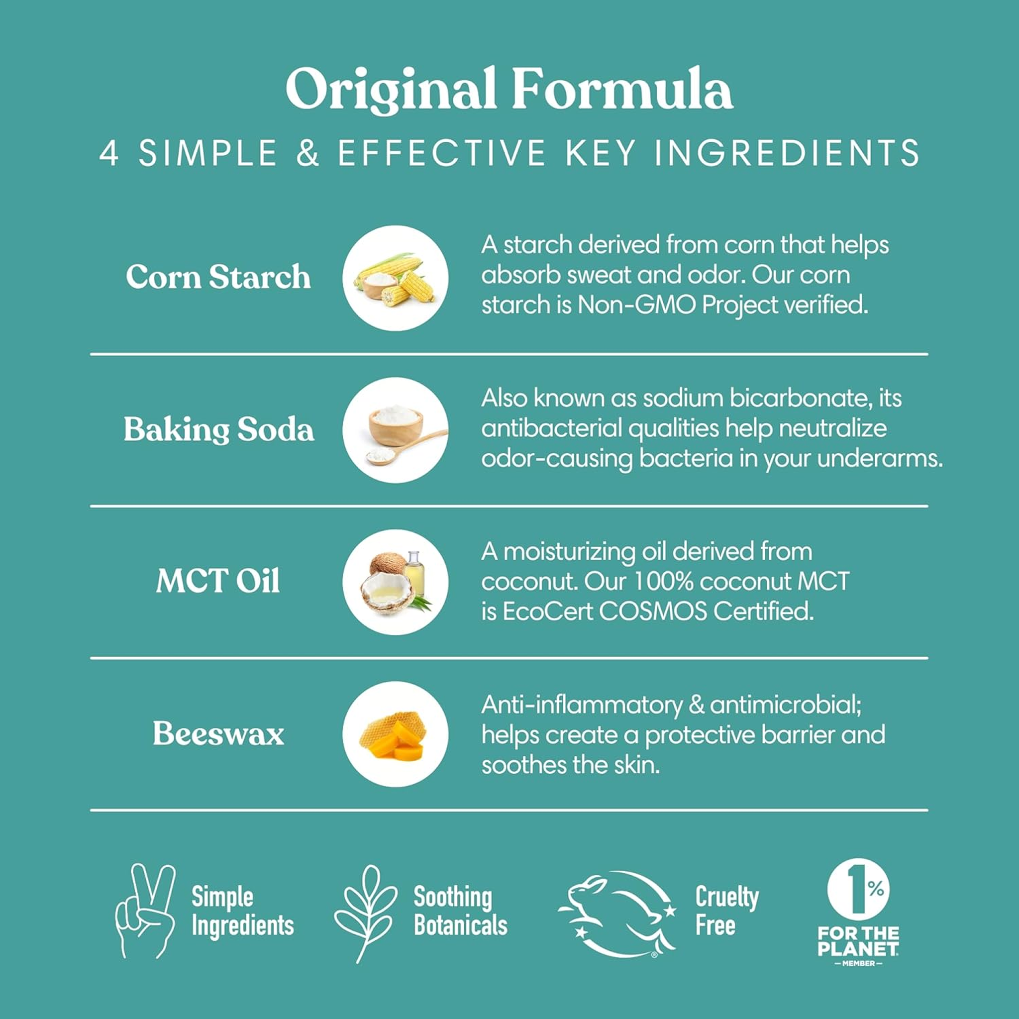 HUMBLE BRANDS Original Formula Aluminum-free Deodorant. Long Lasting Odor Control with Baking Soda and Essential Oils, Moroccan Rose, Pack of 1