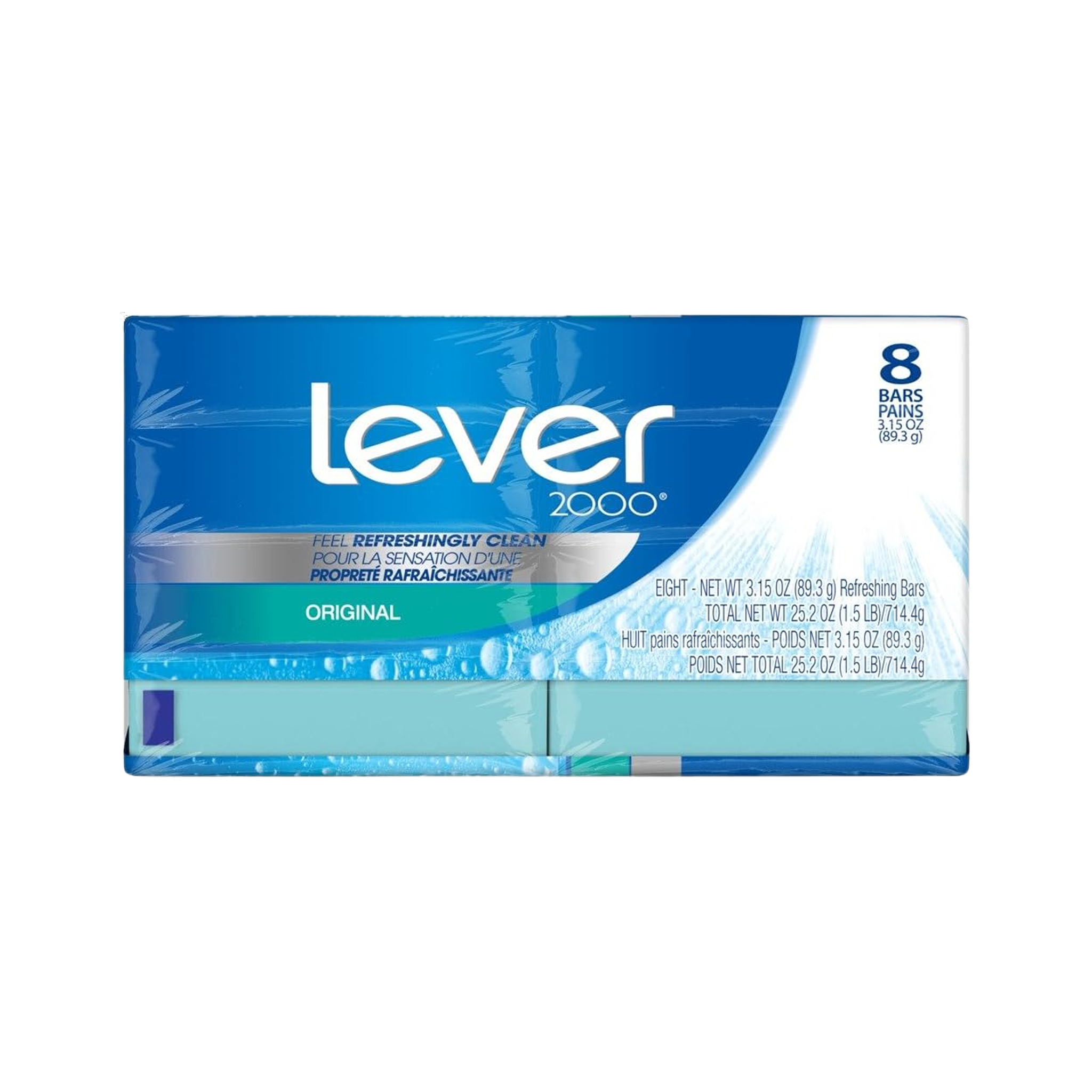 Lever 2000 Bar Soap for a refreshing shower experience with a fresh scent Original with deep yet gentle cleansers 89 g pack of 8