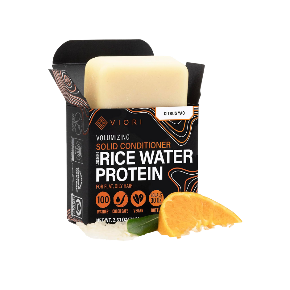 Viori Citrus Yao Conditioner Bar - Handcrafted with Longsheng Rice Water & Natural Ingredients - Sulfate-free, Paraben-free, Cruelty-free, Phthalate-free, pH balanced 100% Vegan, Zero-Waste