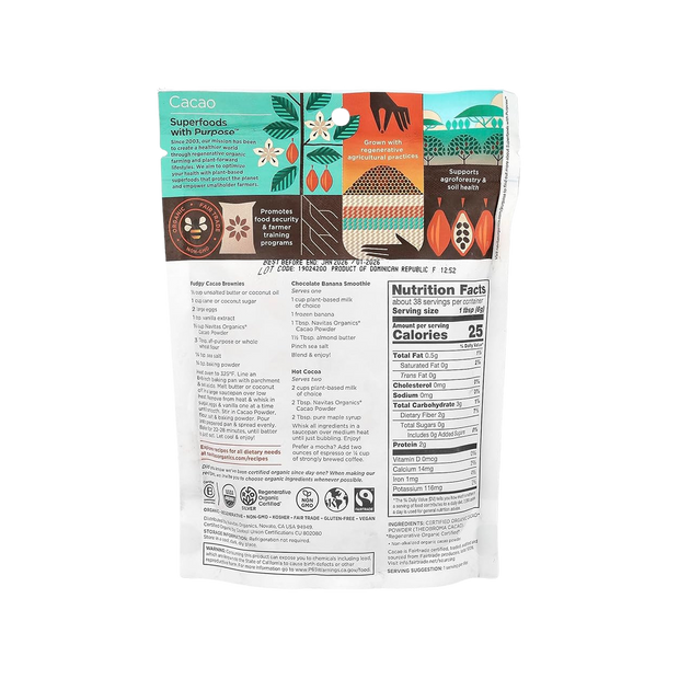 Navitas Naturals Cacao Powder - Organic - Raw - 8 Oz - Case Of 12
