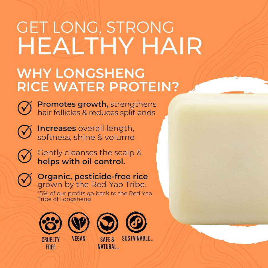 Viori Citrus Yao Conditioner Bar - Handcrafted with Longsheng Rice Water & Natural Ingredients - Sulfate-free, Paraben-free, Cruelty-free, Phthalate-free, pH balanced 100% Vegan, Zero-Waste