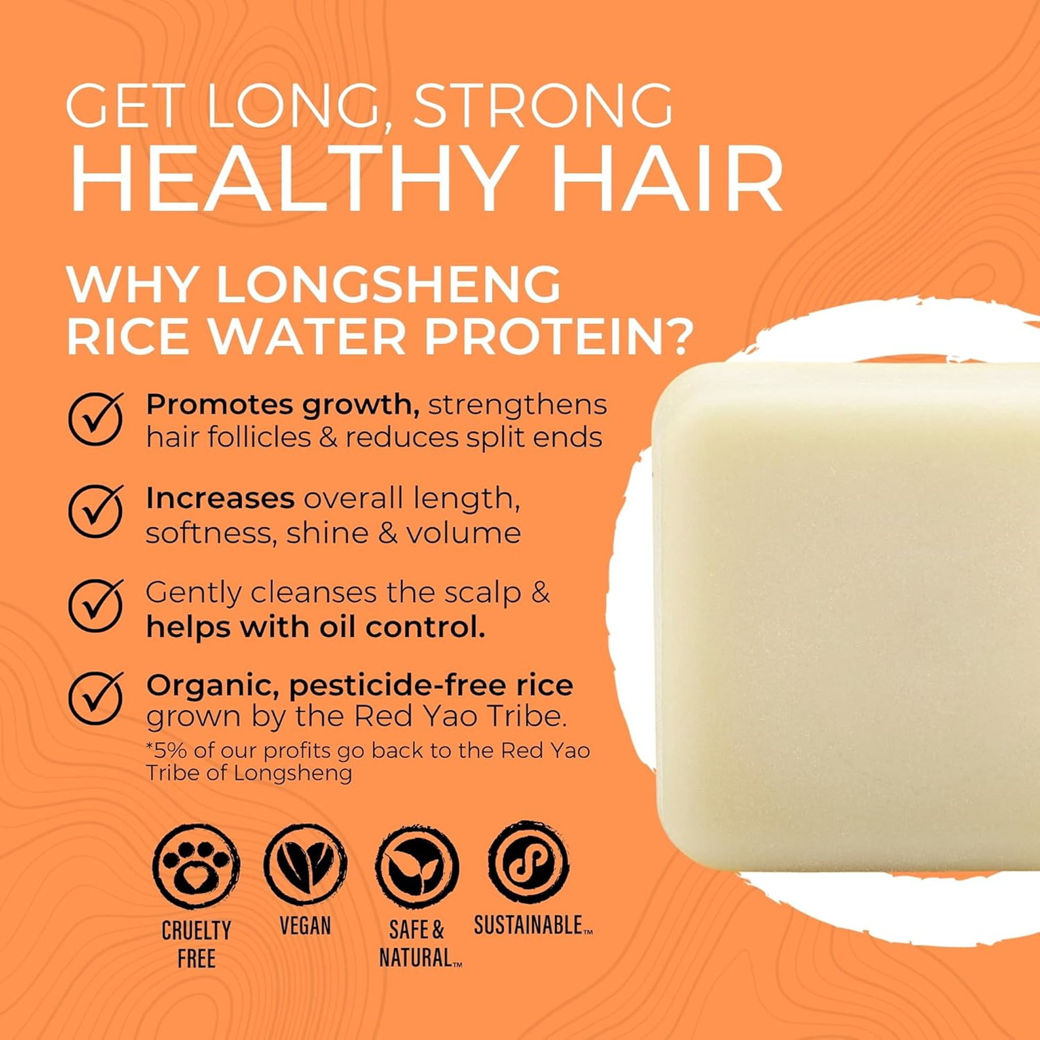 Viori Citrus Yao Conditioner Bar - Handcrafted with Longsheng Rice Water & Natural Ingredients - Sulfate-free, Paraben-free, Cruelty-free, Phthalate-free, pH balanced 100% Vegan, Zero-Waste