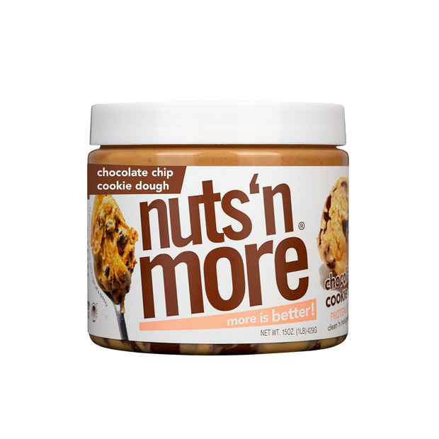 Nuts ‘N More Chocolate Chip Cookie Dough Peanut Butter Spread - High Protein, Low Carb, Low Sugar, Gluten Free, Non-GMO, All-Natural Nut Butter Snack (15oz Jar)