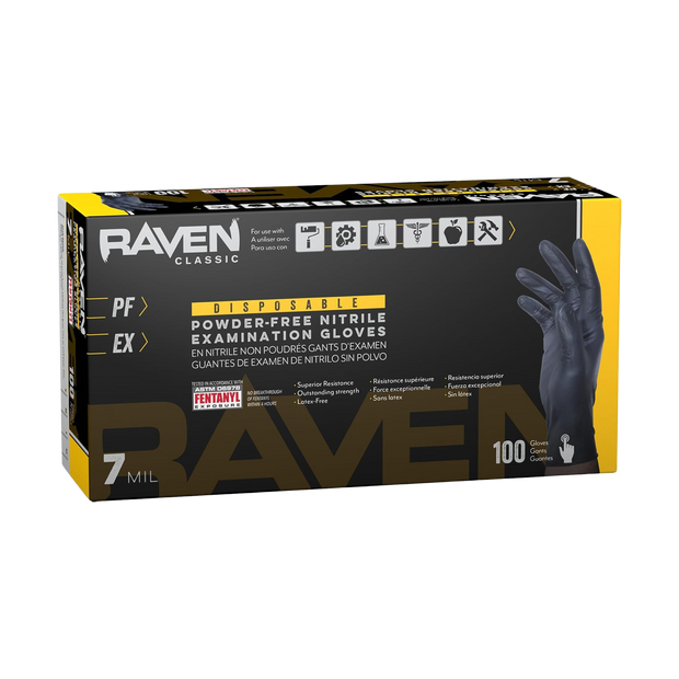 SAS Safety 66519 Raven Powder-Free Nitrile Disposable Glove, X-Large, 7 mil Thick (Pack of 100)