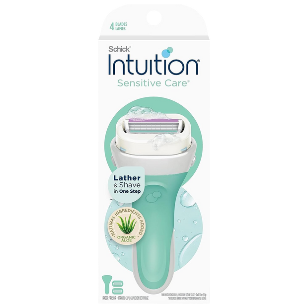 Schick Intuition Naturals Sensitive Care Womens Razor with Aloe, Includes 2 Womens Razor Refills
