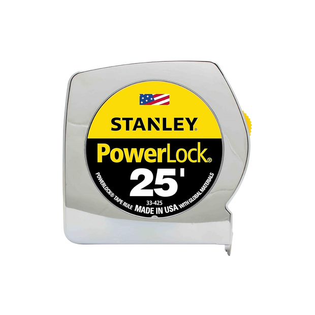 Stanley 33425 Powerlock II Power Return Rule, 1-Inch x 25ft, Chrome/Yellow