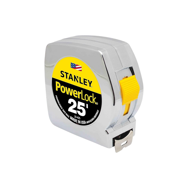 Stanley 33425 Powerlock II Power Return Rule, 1-Inch x 25ft, Chrome/Yellow