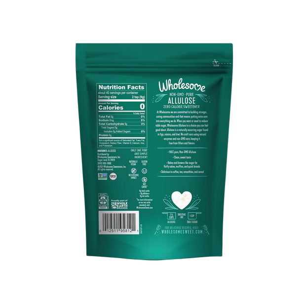Wholesome Allulose Sweetener, 12-Ounce Bag, Zero Calorie Granulated Sugar Substitute, Non GMO, Non Erythritol, Gluten Free & Vegan Keto Sweetener (Pack of 2)